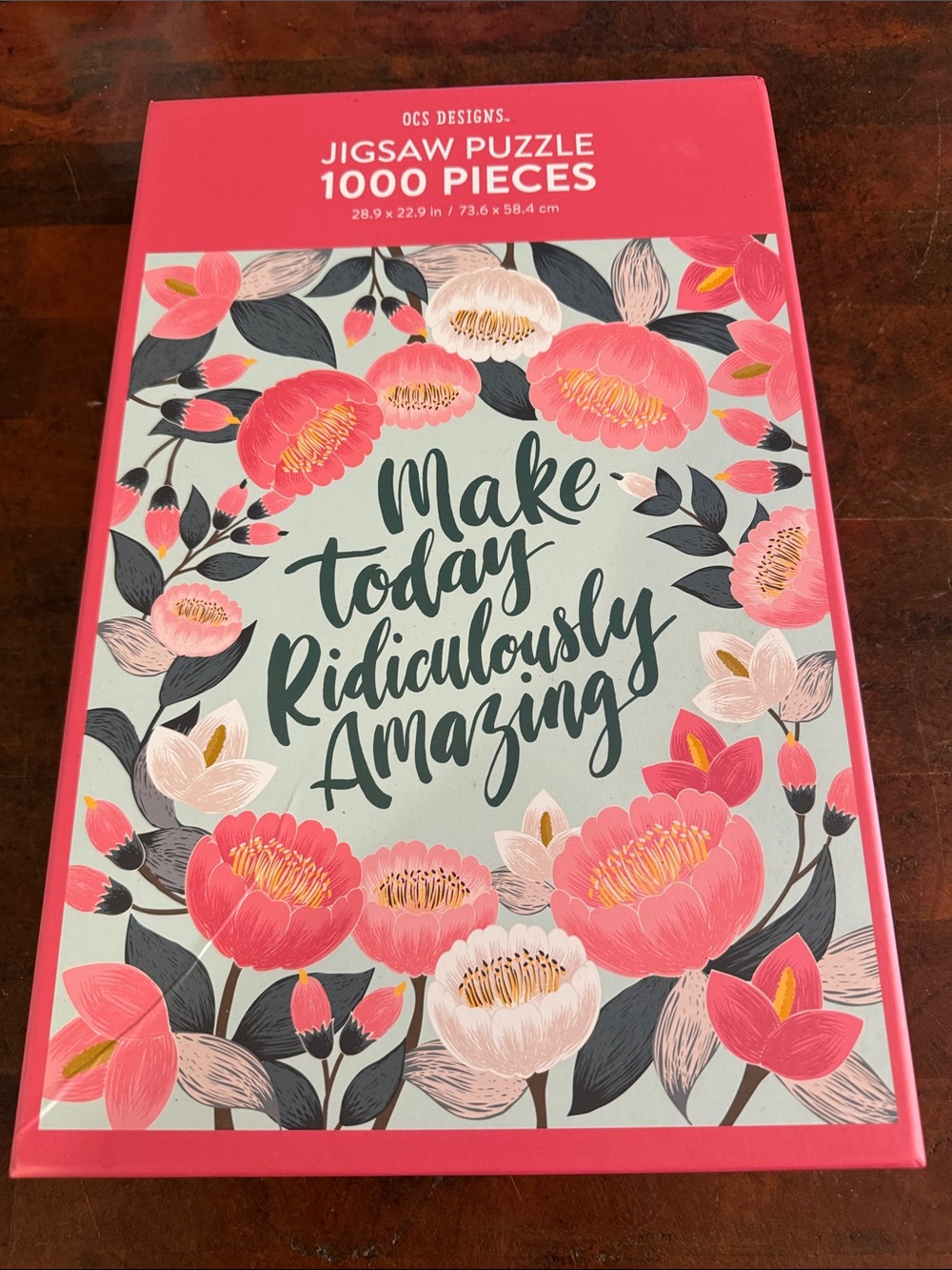 OCS Designs 1000-Piece Floral Jigsaw Puzzle - Pink & Mint